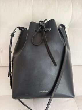 Mansur Gavriel Black Leather Drawstring Bucket Bag